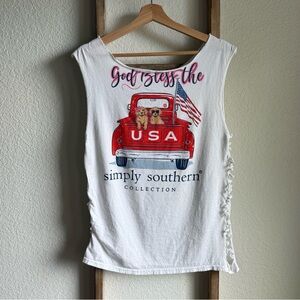 Simply Southern USA Tie Side Sleeveless T-Shirt sz: Med
